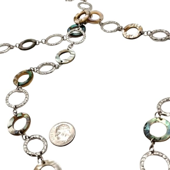 Long Lia Sophia Abalone and Silver-tone Loop Chain Necklace - Picture 14 of 15